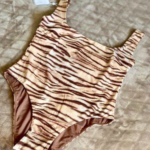 Monday Swimwear Sardinia Tiger print one-piece bathing suit. Size Medium.